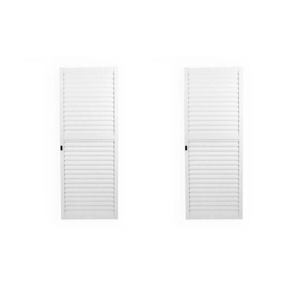Kit com 2 Portas de Alumínio de Correr Sobrepor 215x70cm Laminada Reversil Soft Plus Mgm Branco