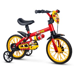 Bicicleta Infantil Aro 12 Com Rodinhas Nathor Bike Criança Menino Mickey