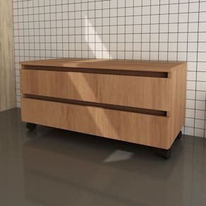 Gabinete Baixo para Banheiro rodizio com 2 Gavetas 80x38cm Amêndoa Tecno Mobili
