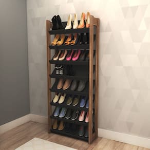 Sapateira Vertical com 8 Prateleiras 69x165cm Preto Tecno Mobili