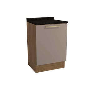 Balcão de Cozinha Botanic M629 1 Porta 60cm c/ Tampo - Kappesberg Nogueira/Fendi/Preto - Kappesberg