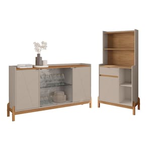 Conjunto Cantinho do Café e Buffet Bari 05 Portas 01 Gaveta Off White Cedro Casa D