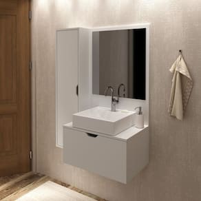 Gabinete para Banheiro com Espelho 90x115cm Branco Tecno Mobili