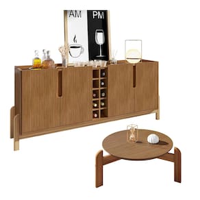Buffet 04 Portas 190 cm e Mesa de Centro Lizz Cedro Casa D