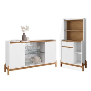 Conjunto Cantinho do Café e Buffet Bari 05 Portas 01 Gaveta Branco Cedro Casa D