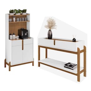 Conjunto Aparador e Cantinho do Café Lizz 02 Portas 04 Gavetas Branco Cedro Casa D