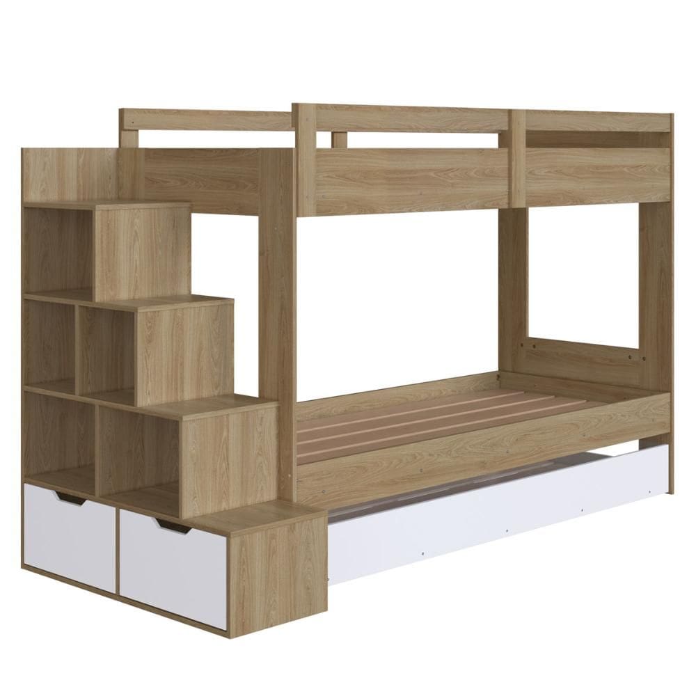 Treliche Infantil com Escada, Nicho e Gaveta Aveiro e Branco