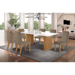 Sala de Jantar Ripada com 6 Cadeiras 1,80x0,90m - Imperatriz-Riviera - LJ Móveis