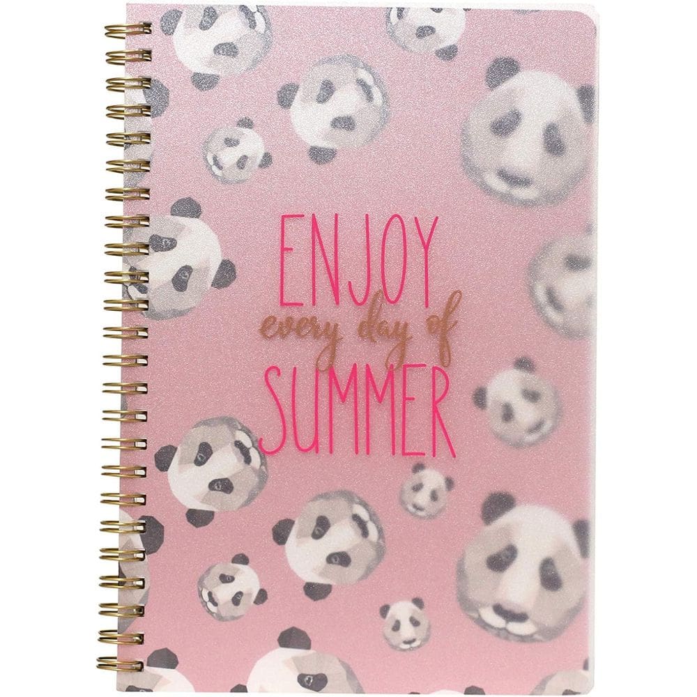 Caderno A5 Espiral com Capa Pp Coleção Bloom - Enjoy Every Day of Summer - Panda + Pink Miolo. Bee Unique