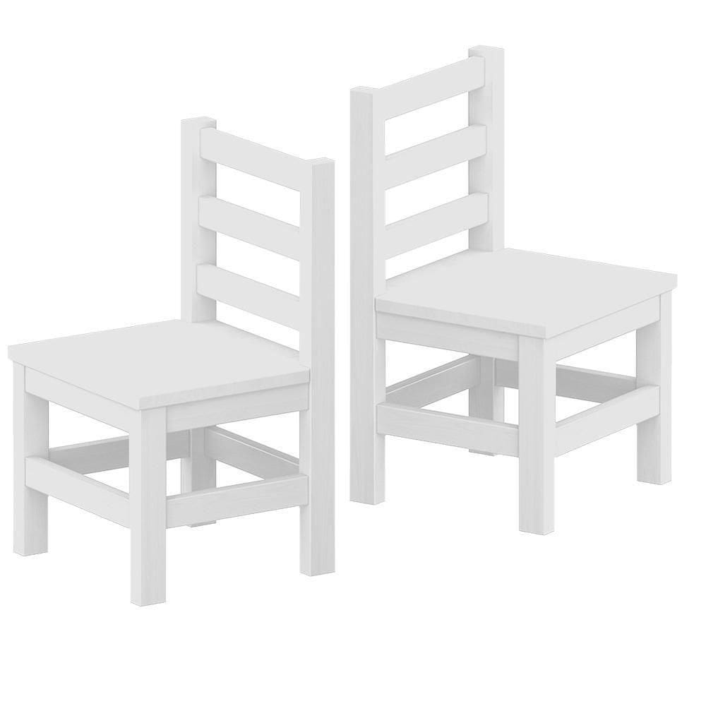 Kit 2 Cadeiras De Madeira Maciça Infantil Branco Nerim Shop Jm