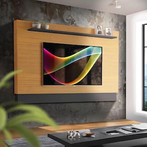 Painel De Tv Para Sala 75 Polegadas Preto Freijó Baker Shop Jm