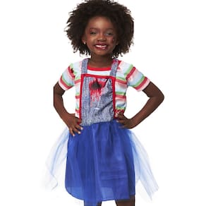 Fantasia Halloween Boneca do Mal Assassina Menina Zumbi Inf.