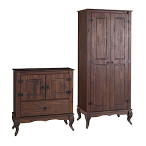 Conjunto Escritório 02 Armários Rústicos Madeira Maciça Marrom Shop Jm