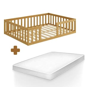 Cama Cercadinho De Chão Casal Nogueira C- Colchão Xogal