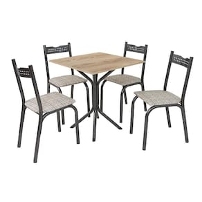 Mesa Com 4 Cadeiras Para Cozinha Preto Carvalho Manteiga