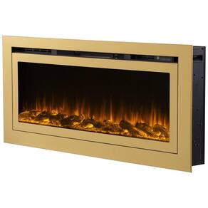 Lareira Elétrica de Embutir A54x127L com Controle por APP e Chamas Multicoloridas, 110V 1500W, Touchstone 86275, Dourada