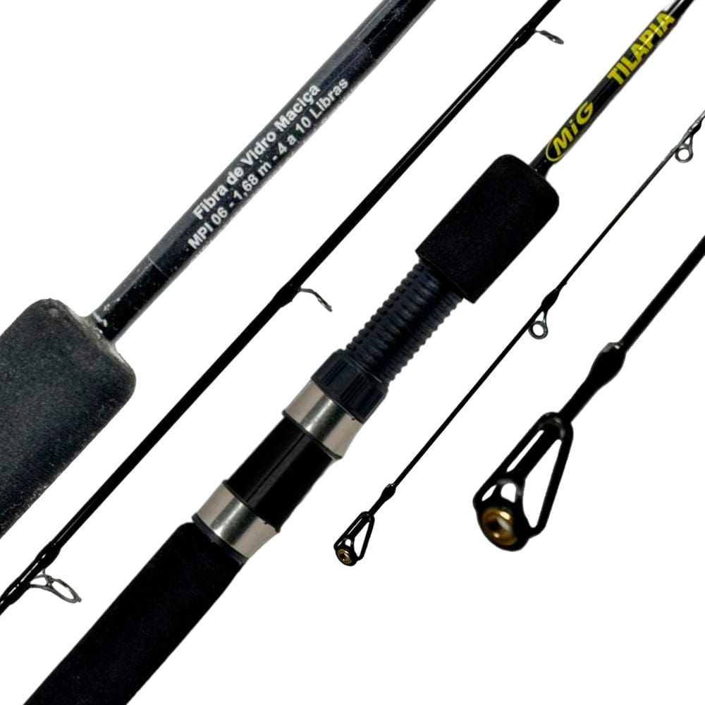 Vara Pesca MIG Tilápia Maria Mole 04-10lb MIP06 1,68m Fibra de Vidro Molinete