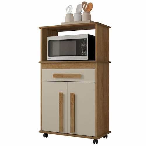 imagem-Balcão Armário Multiúso para forno ou micro-ondas Toronto RV Móveis Cinamomo OFF White - Marrom