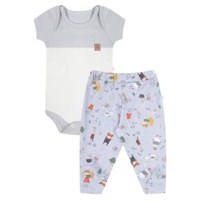 Conjunto Bebê Body Curto+Calça Culote Cinza Escandinavo -Hug