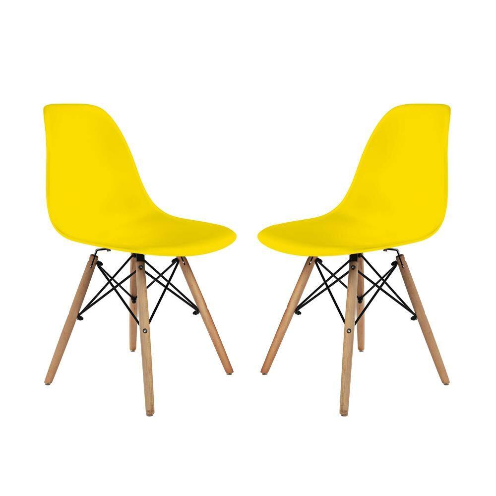Kit De 2 Cadeiras Eames Prizi P101c - Amarela