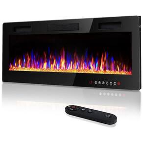 Lareira Elétrica de Embutir A45x127L com Controle Remoto e Digital, Luz LED, Chamas Multicolorida e Temporizador, 10W, 110v, VITESSE 50 FP C3, Preto