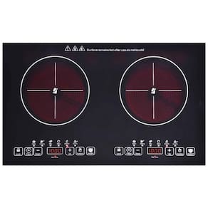 Cooktop de Indução Elétrico de Cerâmica com 2 Queimadores de 60cm e Controle Digital, 110V 2200W, FVBADE, Preto