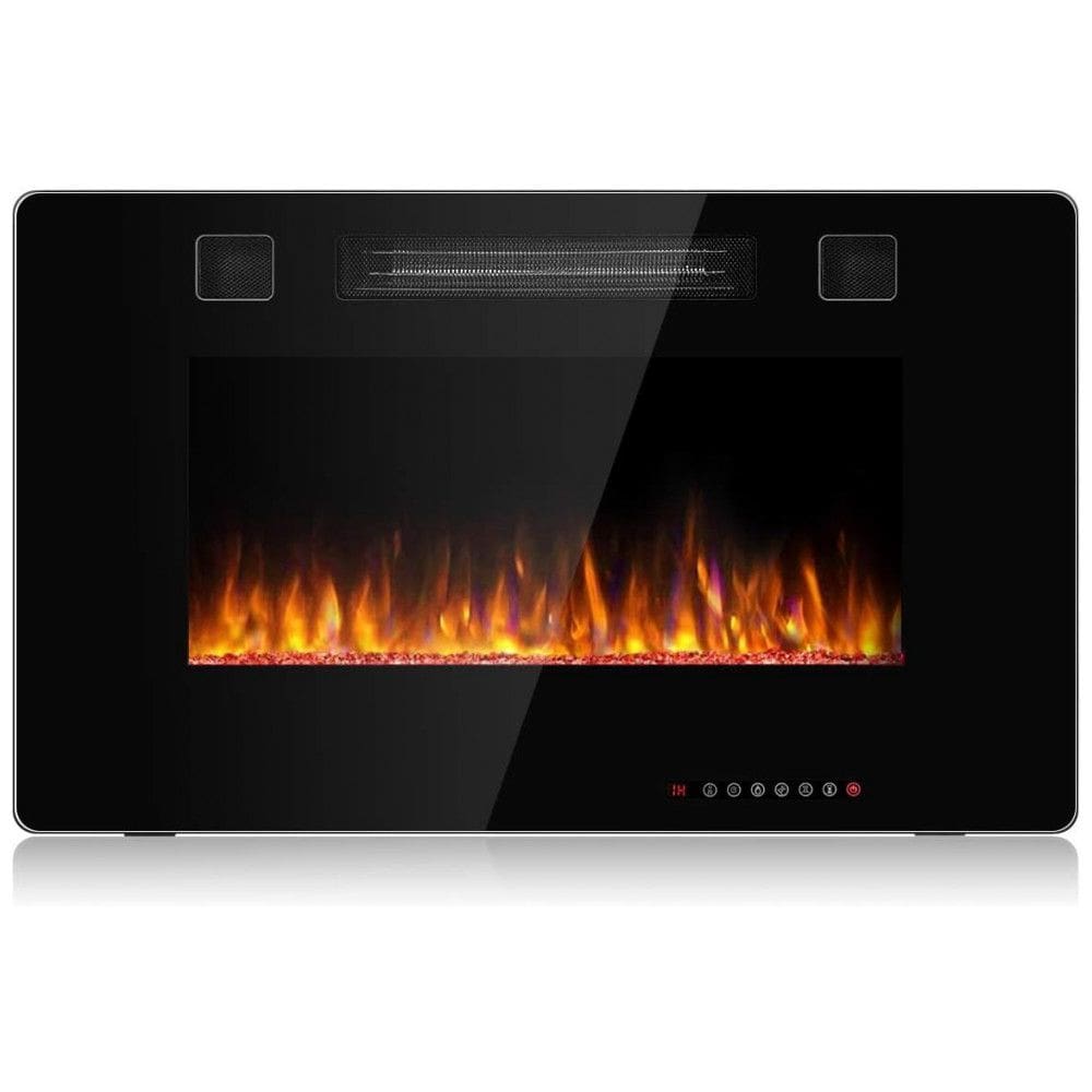 Lareira Elétrica de Embutir A45x76L, com Controle Remoto, 1500W, 110v, TANGKULA, Preto