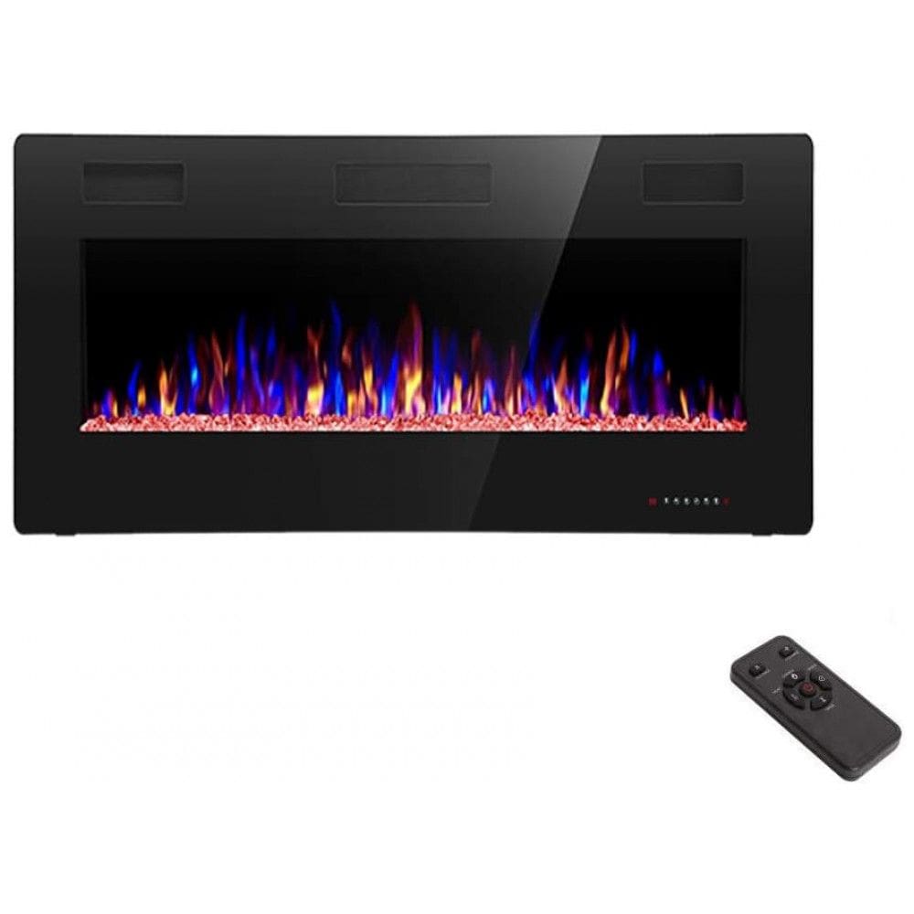 Lareira Elétrica de Embutir A45x91L, com Controle Remoto e Luz de LED Tela Sensível ao Toque, 500W, 110v, R.W.FLAME 1, Preto
