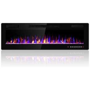 Lareira Elétrica de Embutir A45x152L com Controle Remoto e Digital, Luz LED, Chamas Multicolorida e Temporizador, 1500W, 110v, ELECTACTIC 860C3, Preto