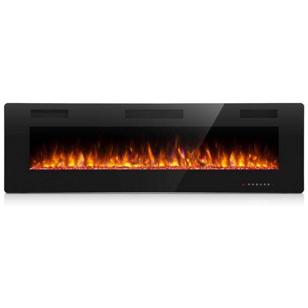 Lareira Elétrica de Embutir A45x127L com Controle Remoto e Digital e Luz LED, Chamas Multicolorida e Temporizador, 1500W, 110v, ANTARCTIC STAR, Preto