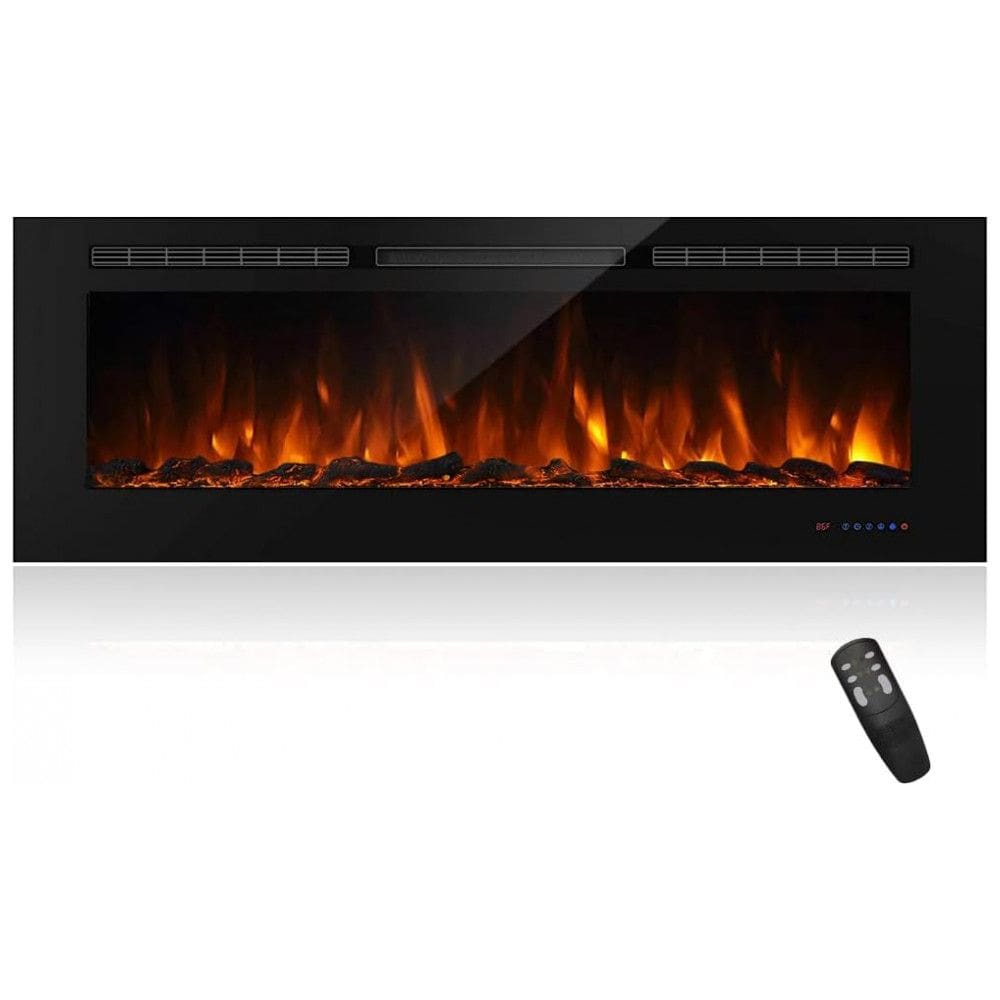 Lareira Elétrica de Embutir A54x152L com Controle Remoto e Chama Ajustável, 110V 1500W, Masarflame, Preta