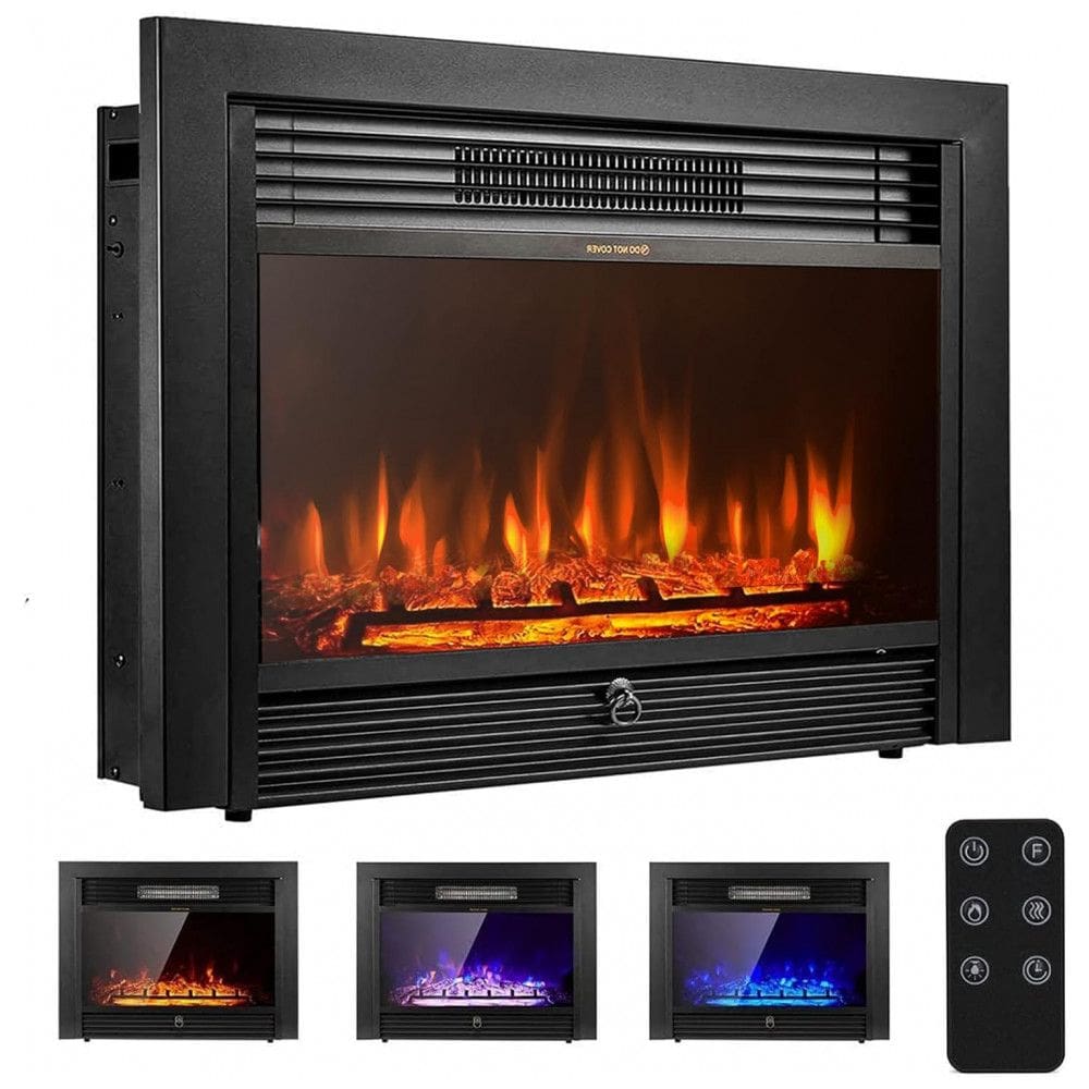 Lareira Elétrica de Embutir A53x72L com Controle Remoto e Temporizador, 110V, YODOLLA, Preta