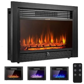 Lareira Elétrica de Embutir A53x72L com Controle Remoto e Temporizador, 110V, YODOLLA, Preta