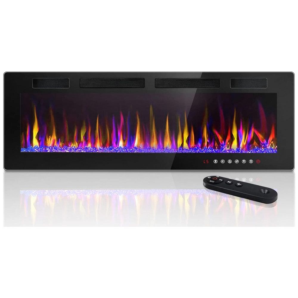 Lareira Elétrica de Embutir A45x182L com Controle Remoto e Temporizador, 110V 1500W, LEMBERI, Preta