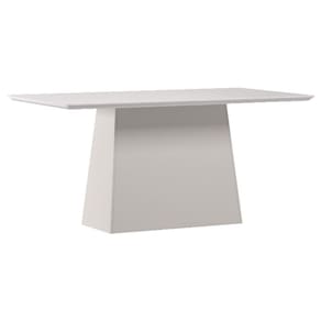 Mesa de Jantar 160 cm Barbara com Vidro Off White - New Ceval