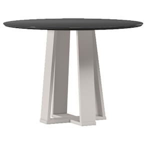 Mesa de Jantar 100x100 cm Isabela com Vidro Off White Preto - New Ceval