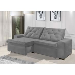 Sofá Retrátil e Reclinável 2.50m ESTILO ESTOFADOS - EUROPA com SoftGel D33 Velupluma "Prata"