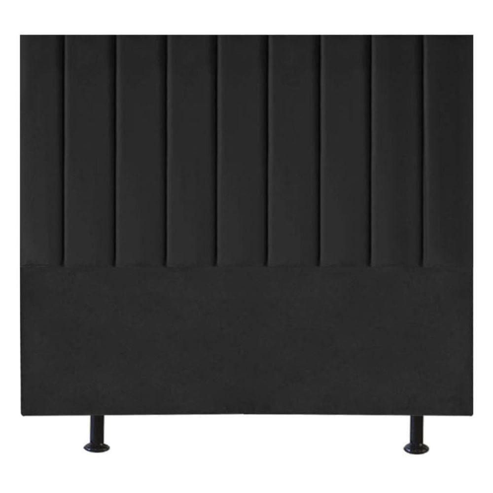Cabeceira Estofada Cama Box King 195 Cm Paolla Linho preto