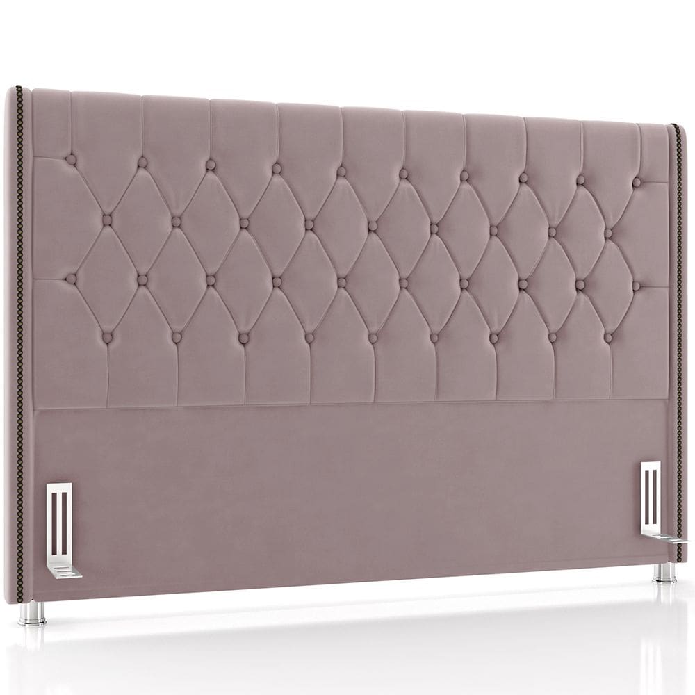 Cabeceira Cama Box Queen 160cm Estofada Frizza P05 Veludo Rosê - Lyam Decor