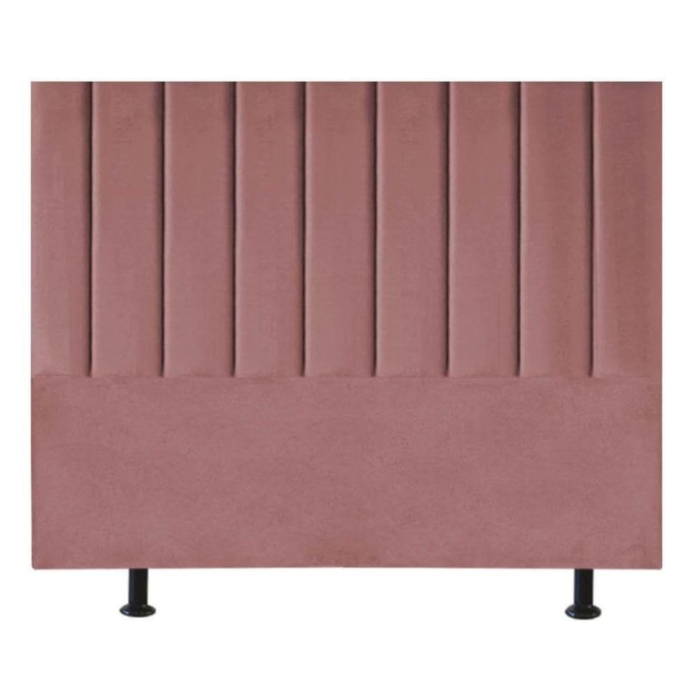 Cabeceira Estofada Cama Casal Queen Size 160 Cm Taís Veludo rosê