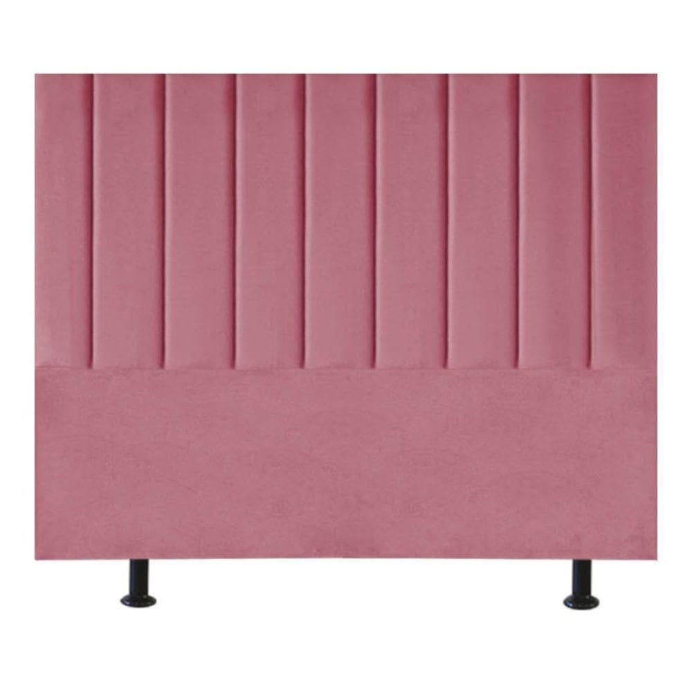 Cabeceira Estofada Cama Box King 195 Cm Taís Suede rosa