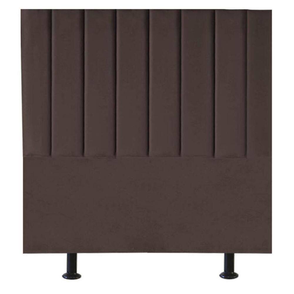 Cabeceira Estofada Cama Box Solteiro 100 Cm Marina Veludo marrom