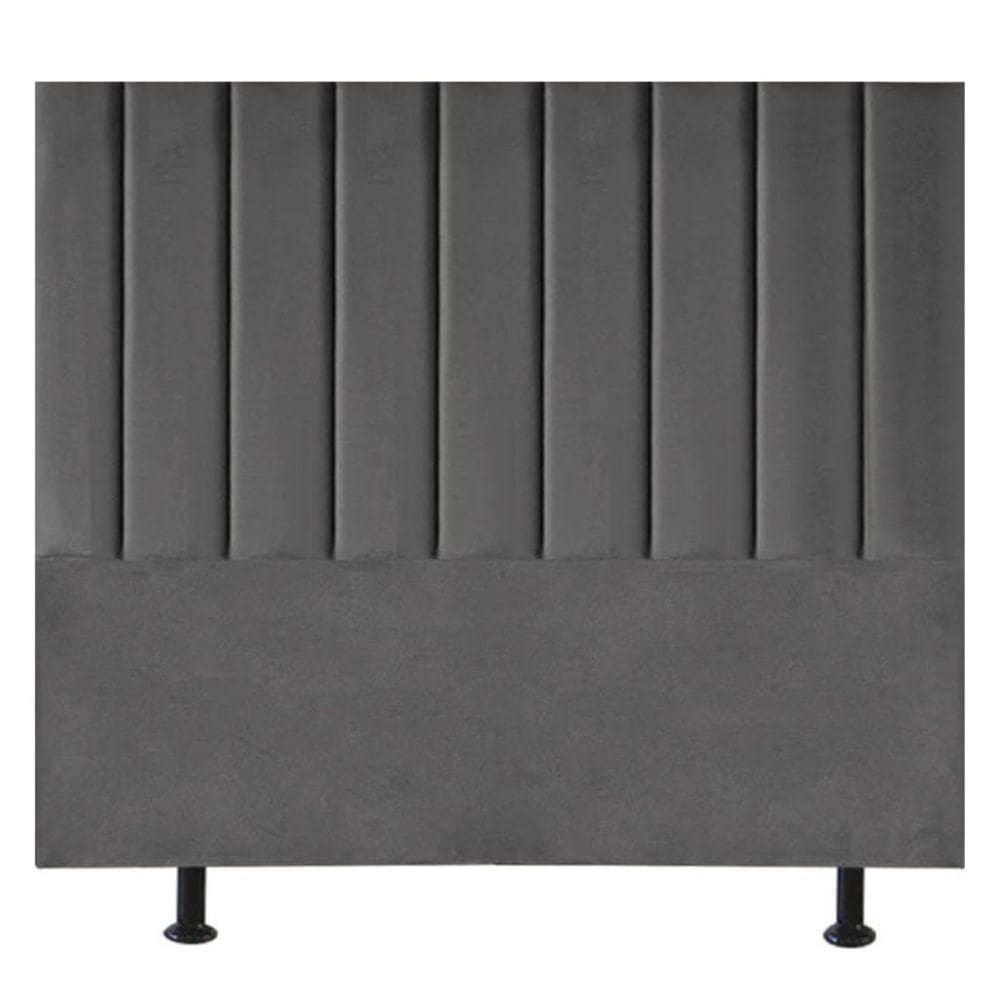 Cabeceira Estofada Cama Box King 195 Cm Maisa Suede cinza Escuro
