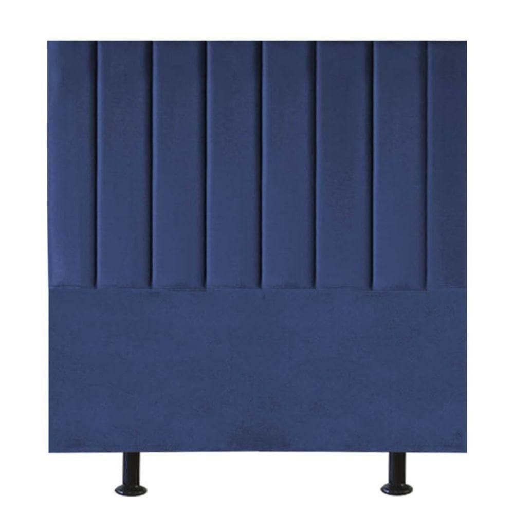 Cabeceira Estofada Cama Box Solteiro 90 Cm Maisa Veludo azul Marinho
