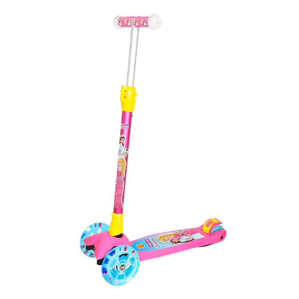 Patinete Infantil Com Luz Nas Rodas E Kit De Proteção Rosa