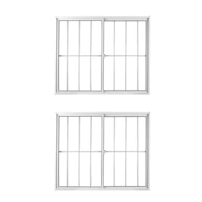 Kit com 2 Janelas de Alumínio de Correr 100x150cm 2 Folhas com Grade e Vidro Liso Linha Soft MGM Branco