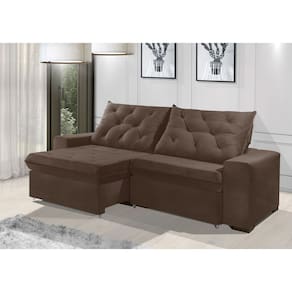 Sofá Retrátil e Reclinável 2.30m ESTILO ESTOFADOS - EUROPA com SoftGel D33 Velupluma "Marrom"