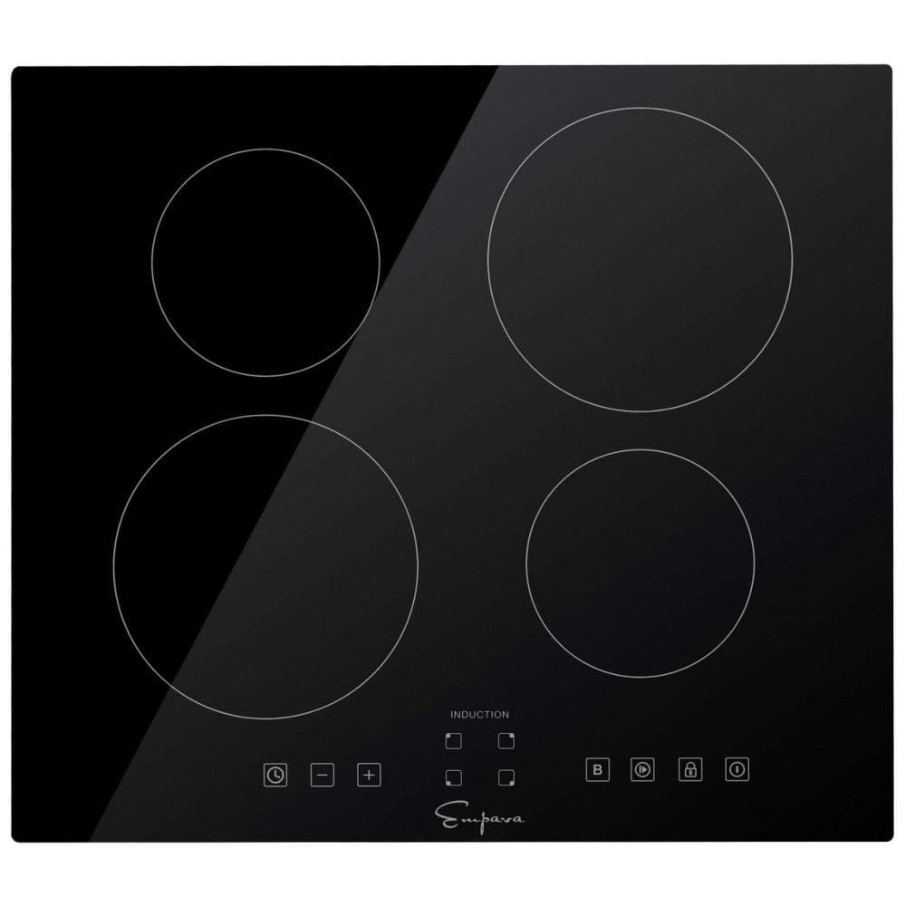 Cooktop Elétrico de Indução para Embutir 24" 61CM com 4 Queimadores em Vidro Cerâmico, 220V 2700W, Empava, Preto