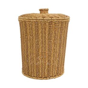 lixeira com tampa redonda 10L textura rattan - oikos