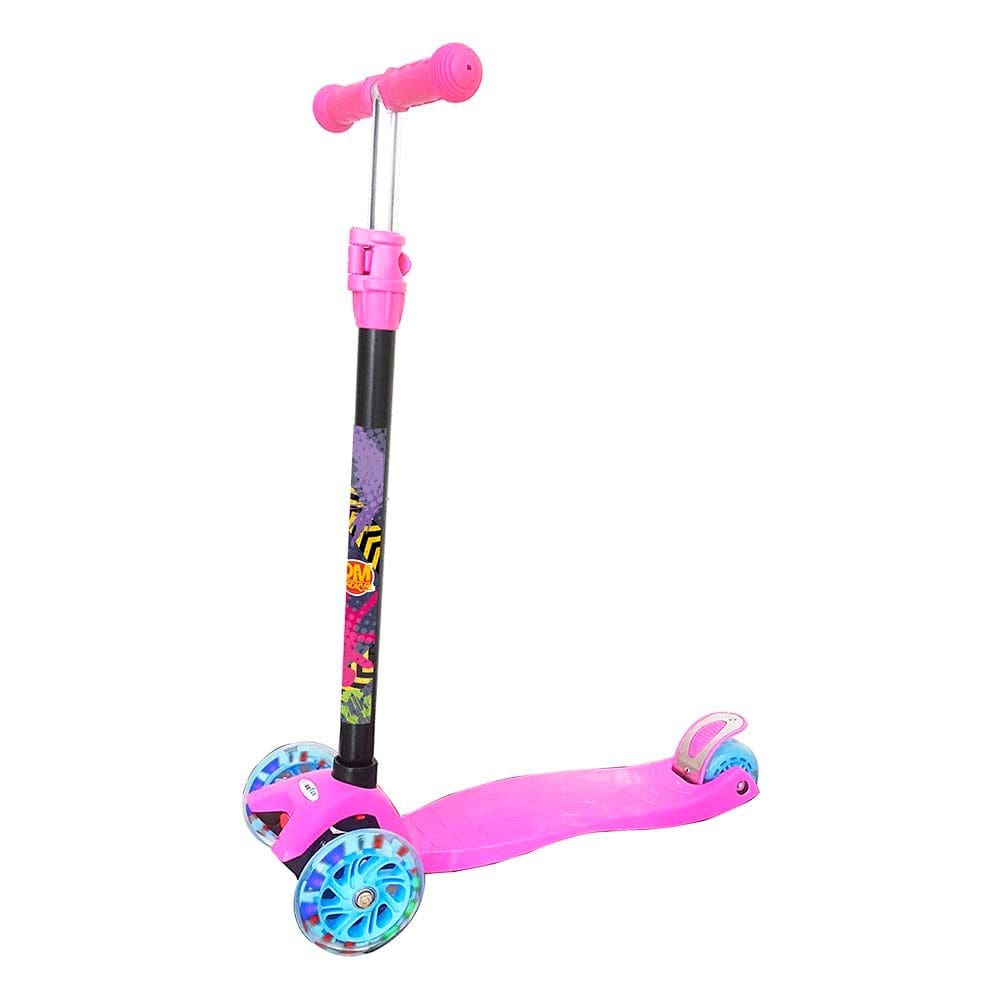 Patinete Infantil De Plástico E Metal Dobrável E Altura Ajustável Com 03 Rodas